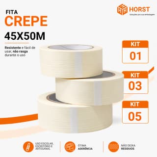 FITA CREPE BRANCA PREDIAL 45MM X 50 METROS USO GERAL