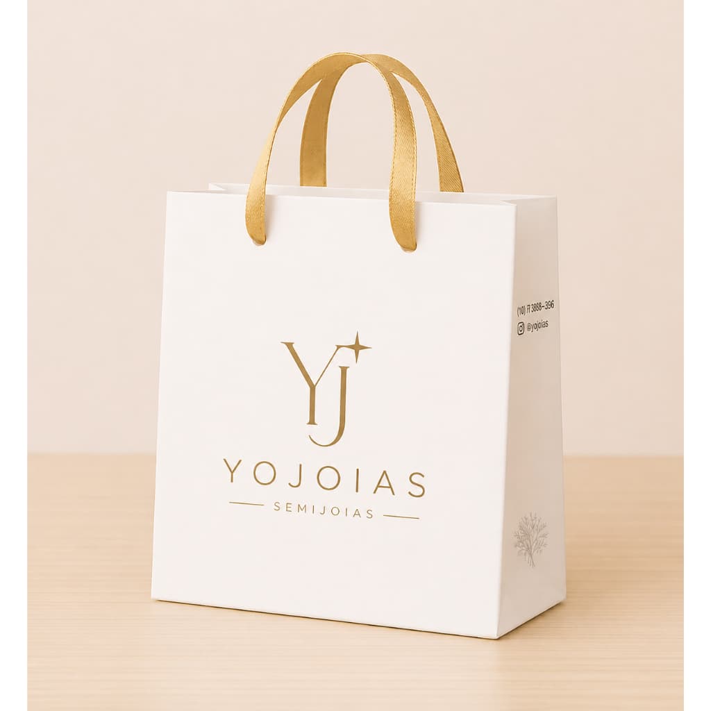 Sacola de Papel Personalizada com Alça de Cetim | Embalagem para Joias, Presentes e Lojas | 10x14x4 cm