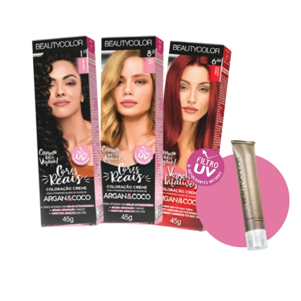 Tinta de Cabelo BeautyColor 45g - Todas as Cores - Coloração Creme Tintura Permanente