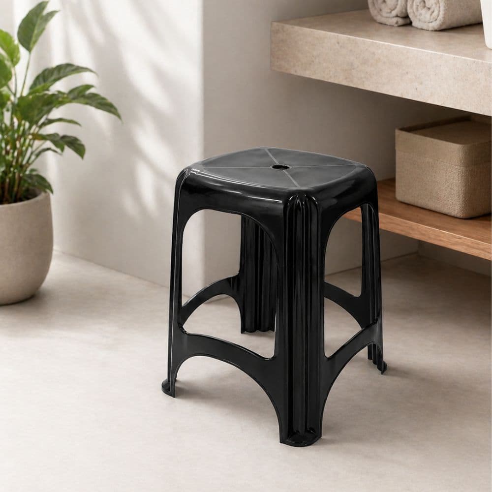 Banqueta Preta Banquinho adulto de Plástico Resistente
