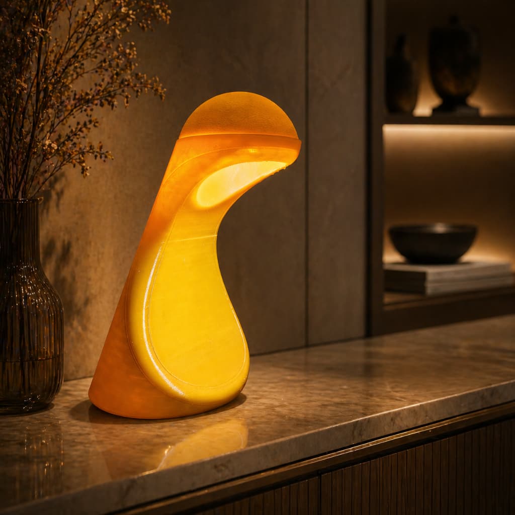 Luminária Curva LED – Design Moderno + Luz Aconchegante | Decoração Premium