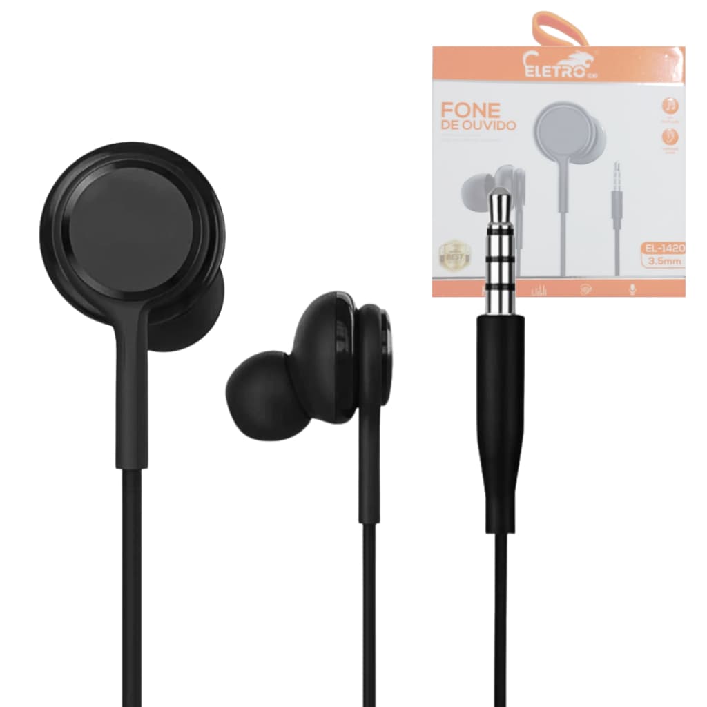 Fone de Ouvido Intra-auricular HD com Graves Potentes P2 3.5mm Eletromex EL-1420