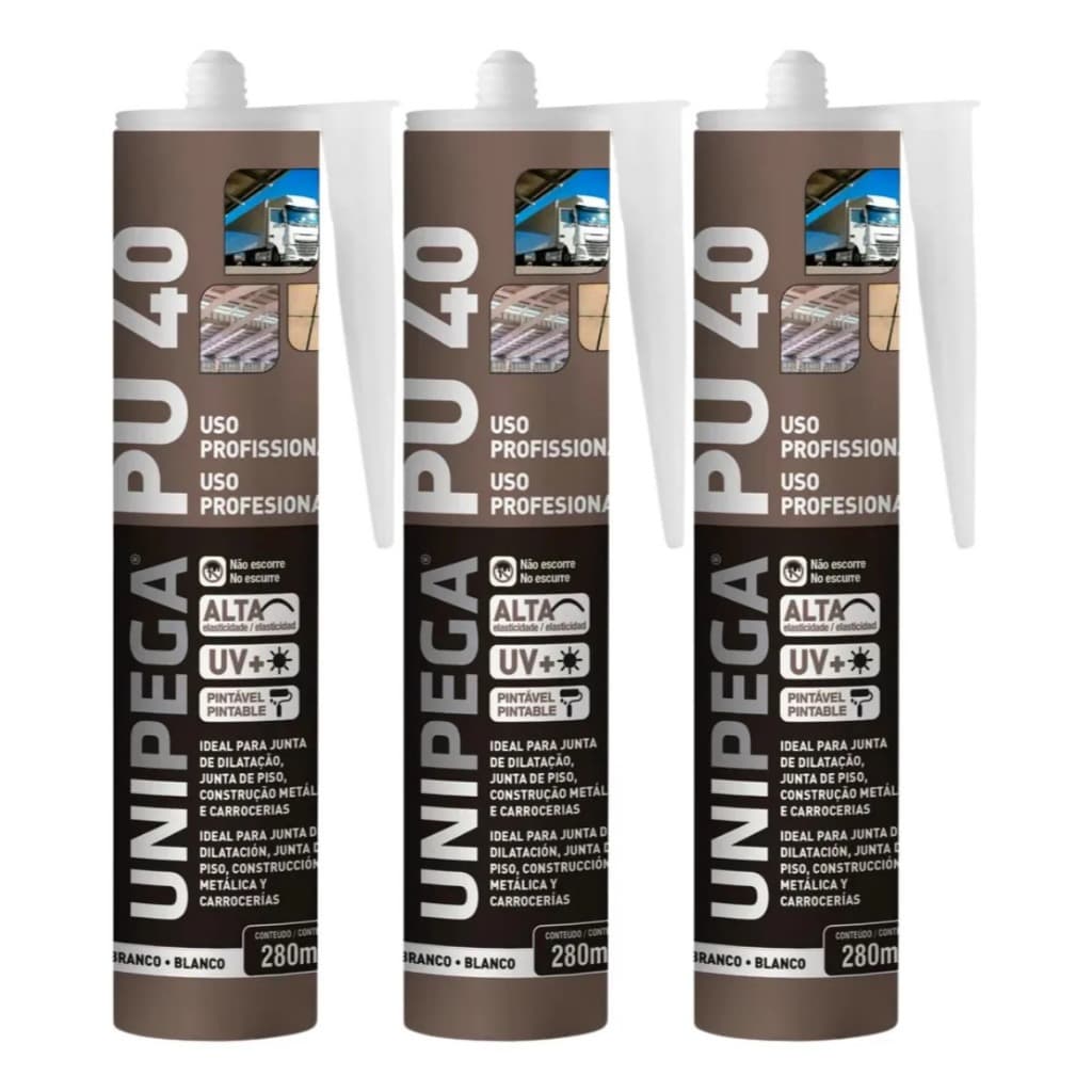 Kit 3 Silicone Adesivo Pu40 Selante De Poliuretano 400g COR BRANCO