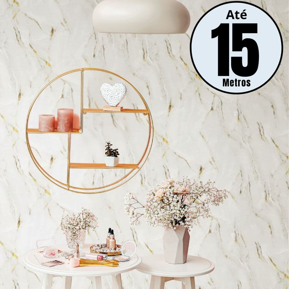 Papel de Parede Premium Rolo 5 Metros Autoadesivo Mármore Texturizado 5m x 45cm