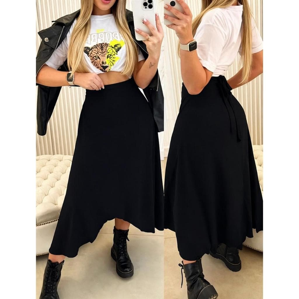 Saia Envelope Mídi Feminina Transpassada Vários Jeito De Amarrar moda evangélica