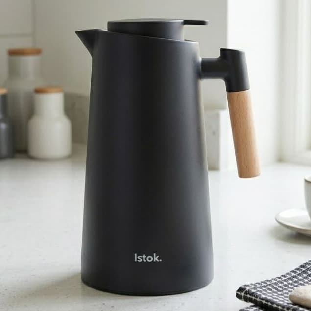 Garrafa de Café Térmica Nordica 1L Com Cabo de Madeira Para Água Café Chá - Mantém Até 12 hrs