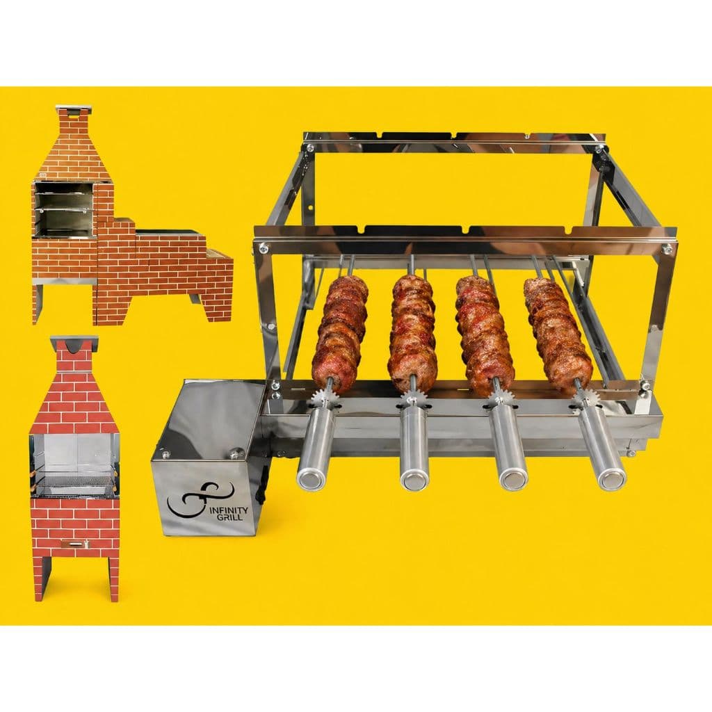 Gira Grill 4 espeto churrasqueira de alvenaria
