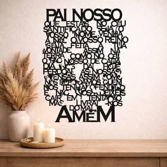 Quadro Painel Oração Pai Nosso Vazado Quarto Sala Aço Carbono