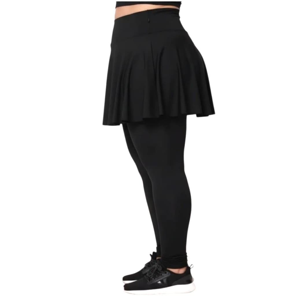 Legging Saia Babado Plus Size Suplex Saia Academia/Fitness Cintura Alta