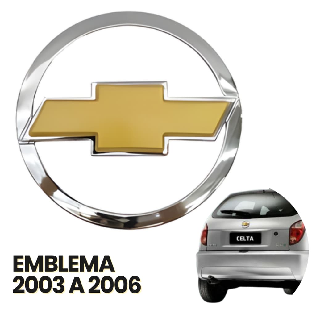 Emblema Traseiro Dourado Porta Malas GM Chevrolet Celta 2001 2002 2003 2004 2005 2006