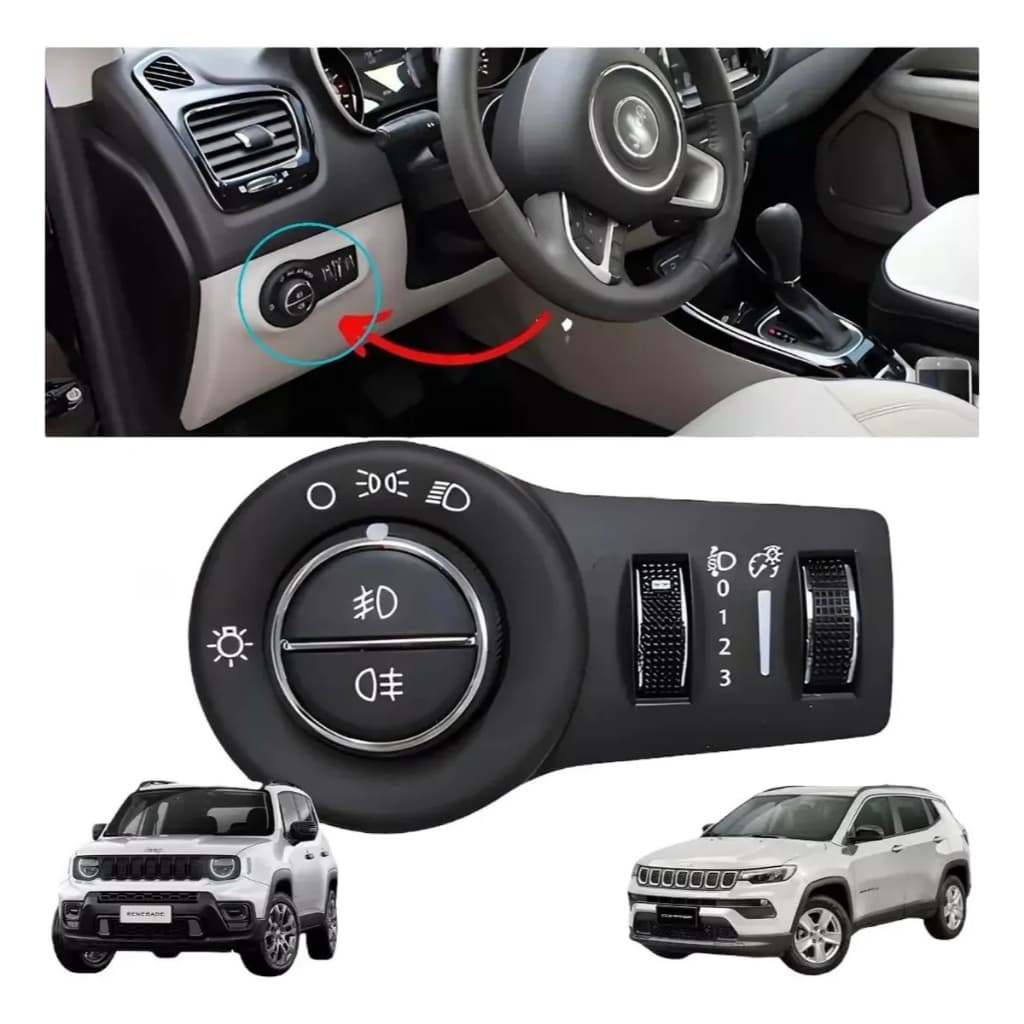 Botão Chave Luz Farol Milha Compass Renegade 2016 A 2024