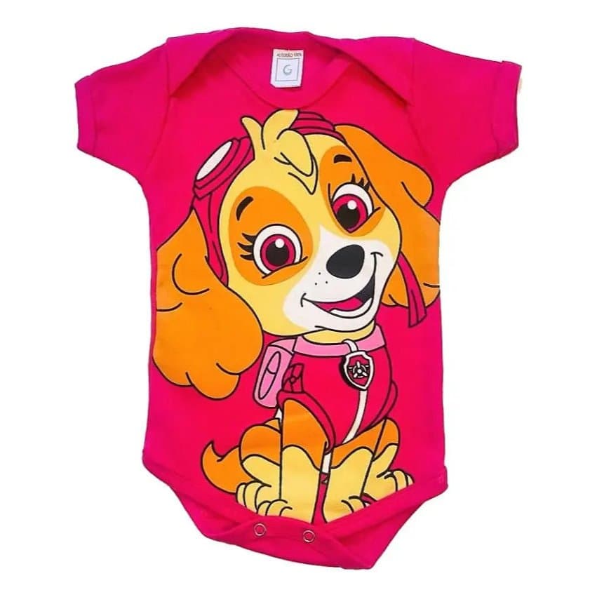 Body Temático Patrulha Canina Skye com variadas,bebê mesversario do P ao G