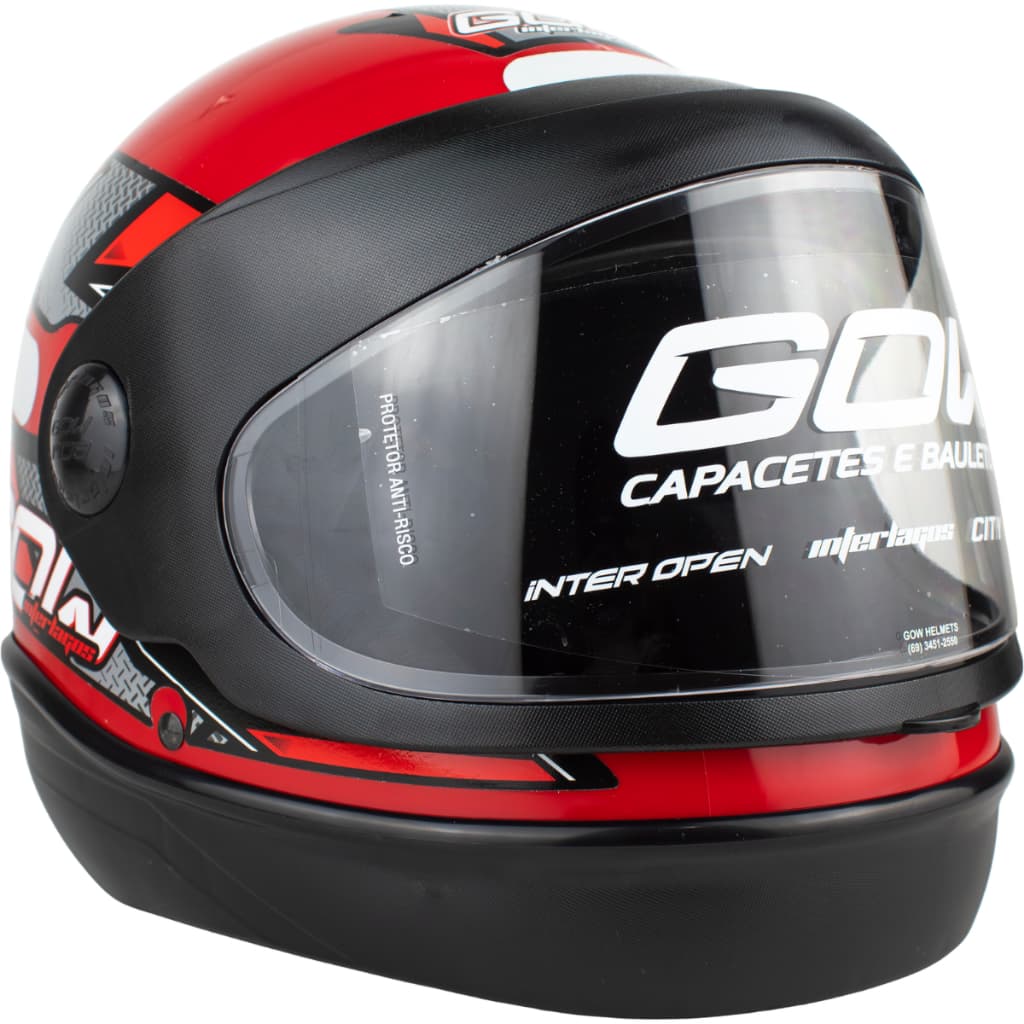 Capacete Interlagos Viseira Automática Vermelho Prata Gow