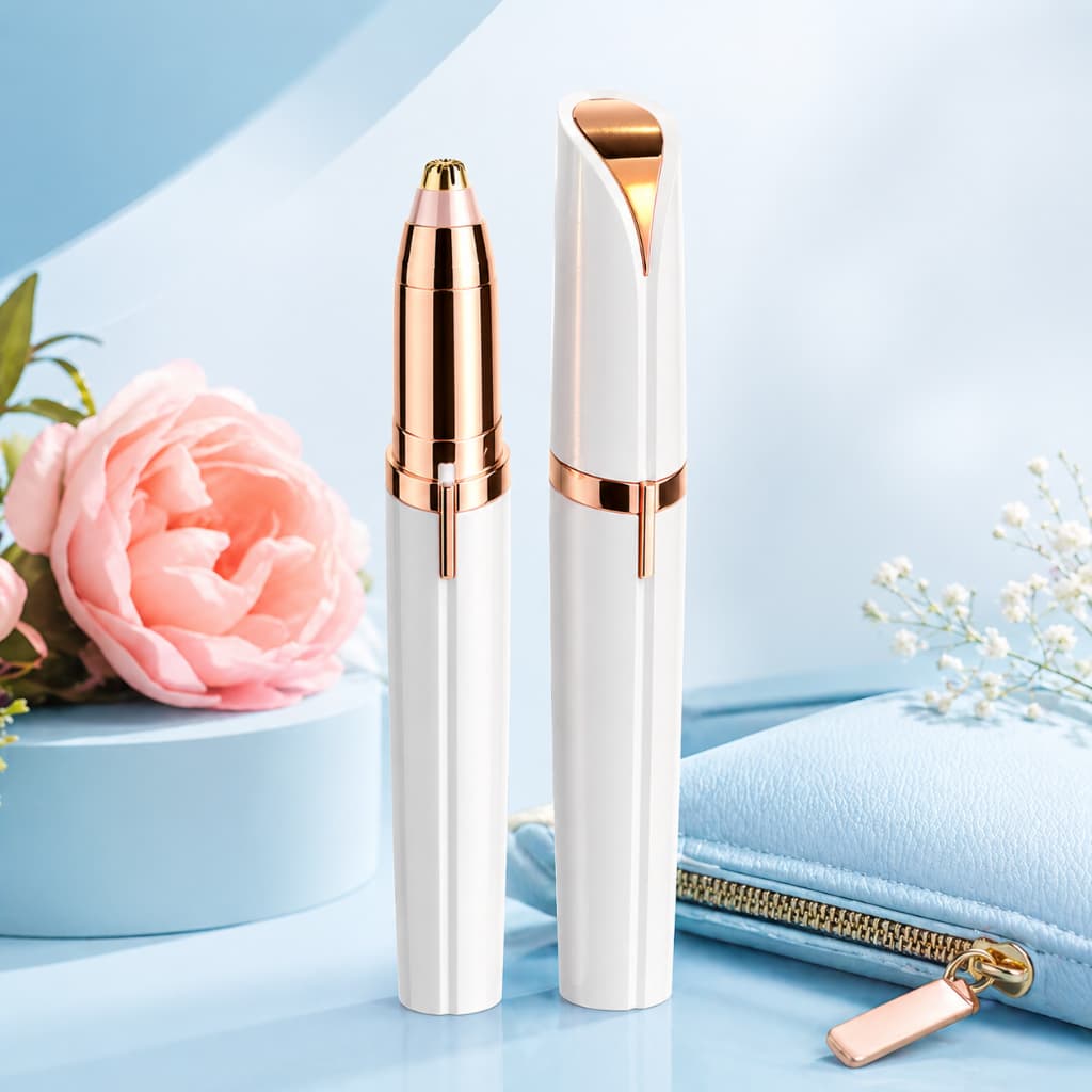Caneta Depiladora Sobrancelha Indolor Aparador Facial USB com LED Removedor Pelos Rosto Portátil