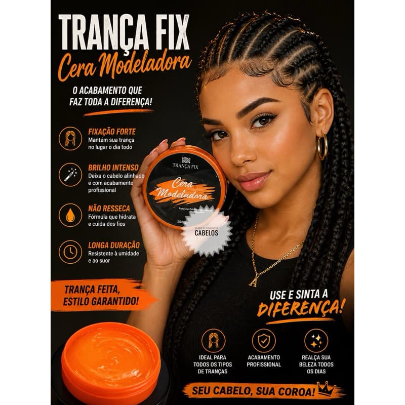 Pomada Cera Modeladora – Alta Fixação | Ideal para Baby Hair, Penteados e Tranças