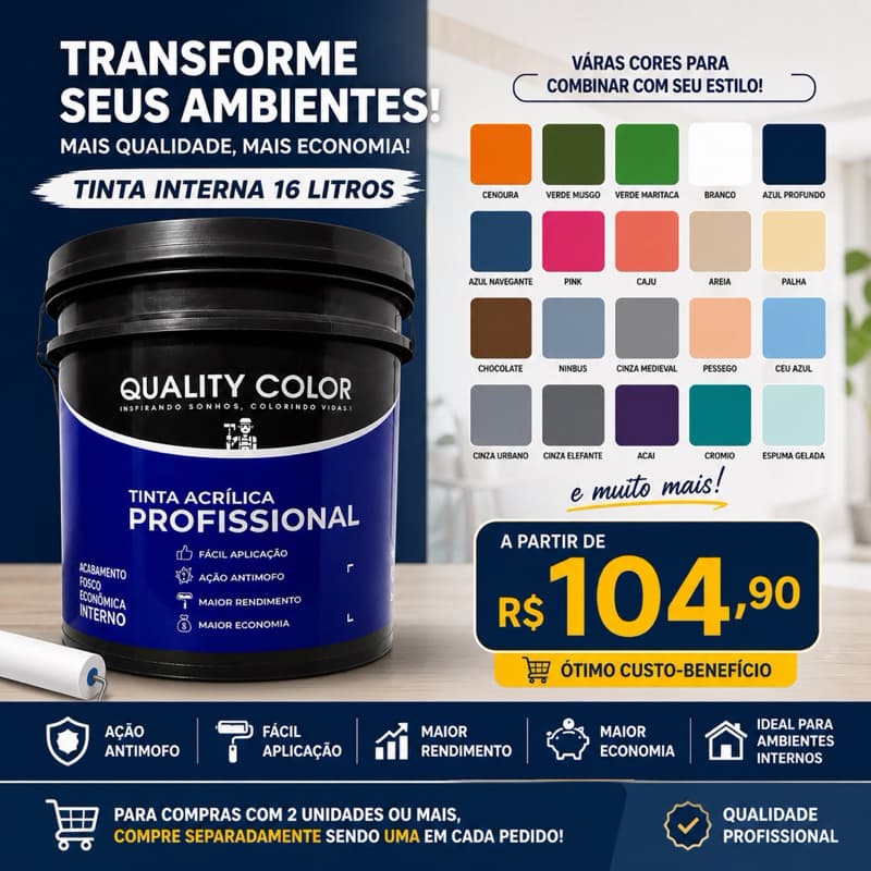 Tinta Interna 16L Alta Cobertura Profissional Antimofo  Fosco