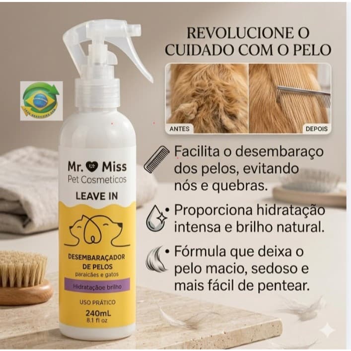 Leave In Desembaraçador De Pelos Cães E Gatos  Hidrataçao e brilho