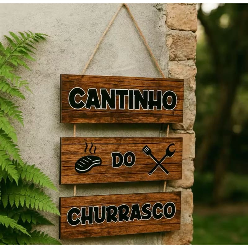 Placa Decorativa Cantinho do Churrasco em MDF para Área Gourmet