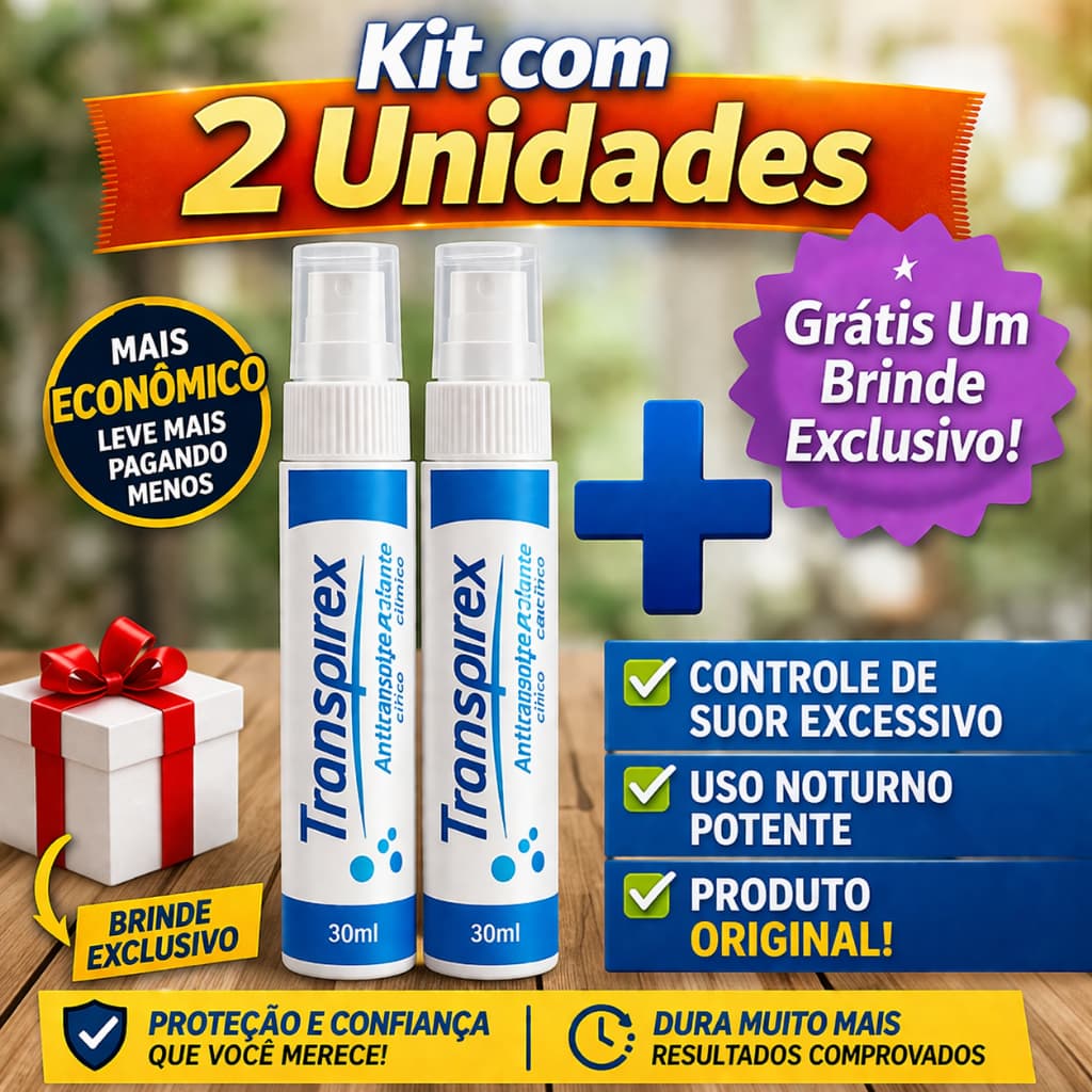 Kit com 2 Transpirex Desodorante Spray Antitranspirante Hiperidrose