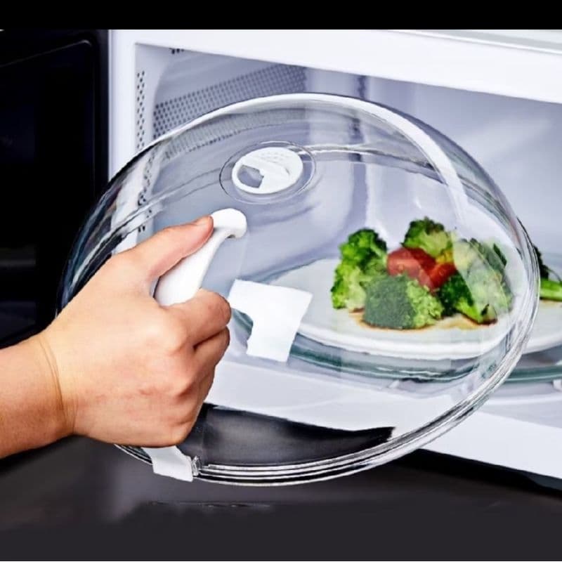 Tampa para Microondas Protetor Alimentos Anti-sujeira Anti-respingo com Válvula e Alça de Plástico