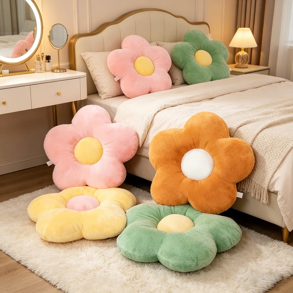 Lar Quente Almofada Flor Decorativa De Pelucia Varias Cores E Delicadeza Para Quarto De Bebê, Sofá Ou Sala