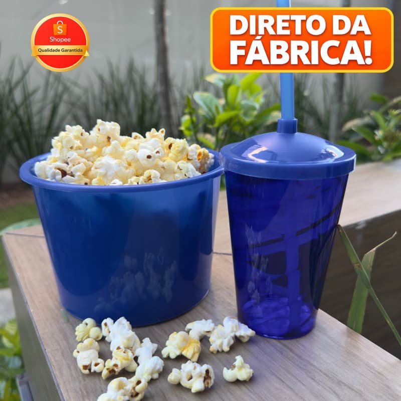 KIT Cinema • 05 Copo Twistter e 05 Balde de pipoca | Festas e Lembrancinhas