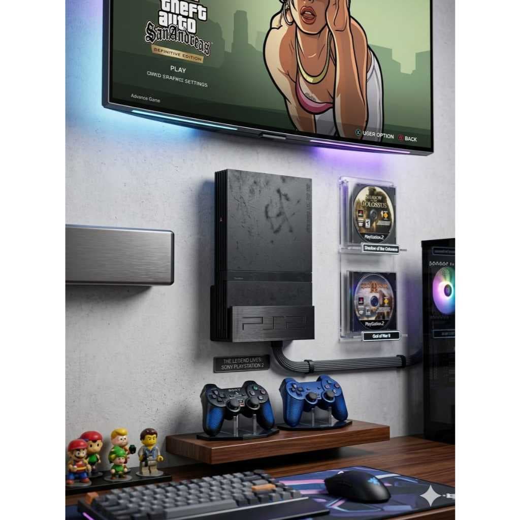 Suporte PS2 Slim De Parede Para Console Playstation 2 Slim Setup Gamer Profissional