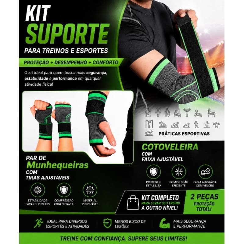 kit suporte de punho Munhequeira e cotoveleira Ortopédica unissex