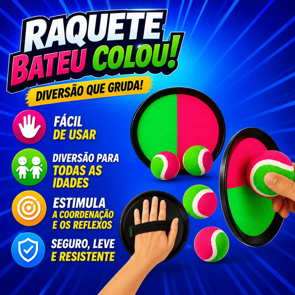 Kit Raquete Ping Pong com Bola de Tenis Bateu Colou Infantil e Adulto  Brinquedo de Praia e ao Ar Livre