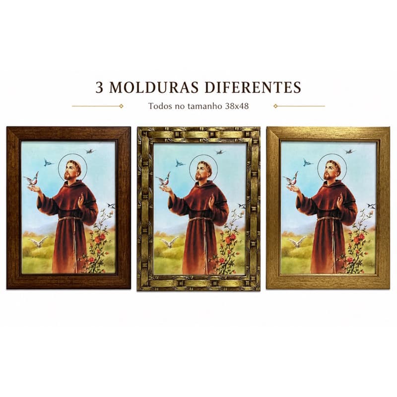 Quadro de São Francisco de Assis - 38x48 cm - Santo Protetor dos animais