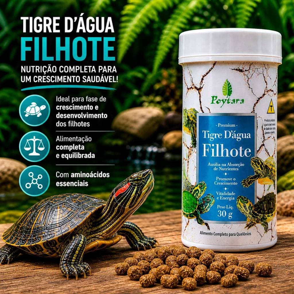 Ração Poytara Tigre D'água Filhote Tartarugas Aquáticas 30g