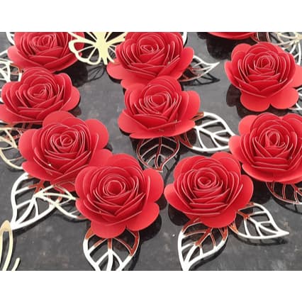 Mini Rosas de Papel Premium LUXO 5cm Folha Dourada Flores para Topo de Bolo Lembrancinhas Artesanato festa aniversário