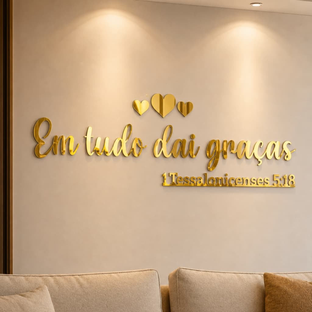 Quadro Decorativo Religioso com a Frase “Em Tudo Dai Graças” 1 Tessalonicenses 5:18
