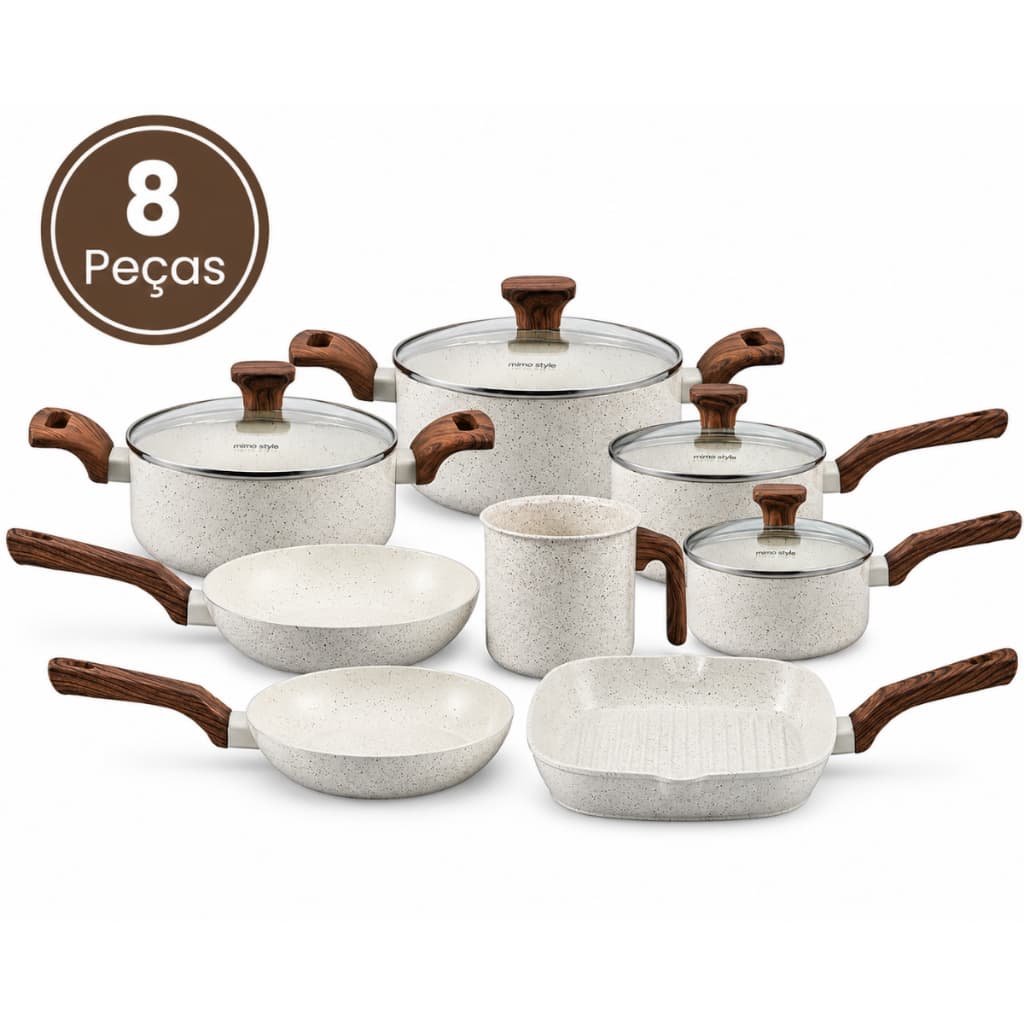 Kit Conjunto de 8 Panelas Indução Mimo Style Pratic Cook Marmol