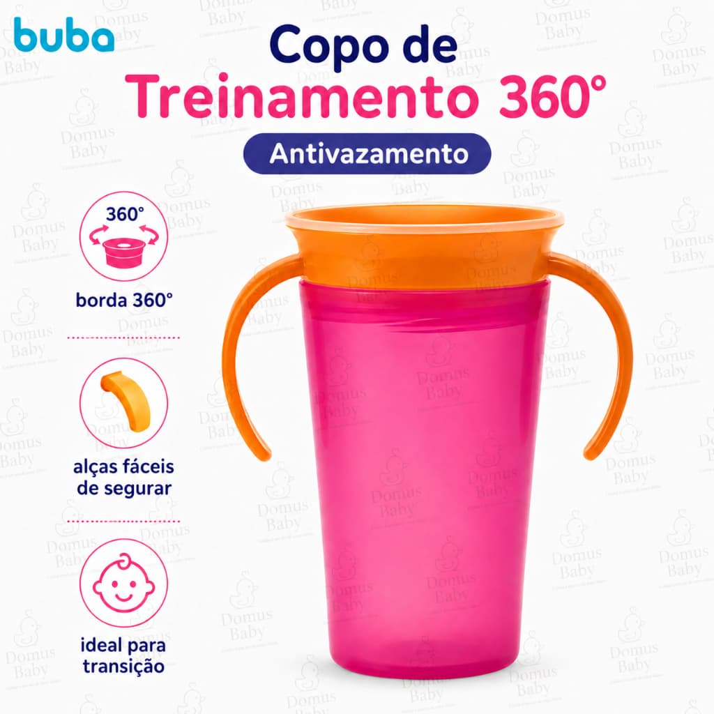 Copo Treinamento 360º Antivazamento Buba Original com Alça Bebê