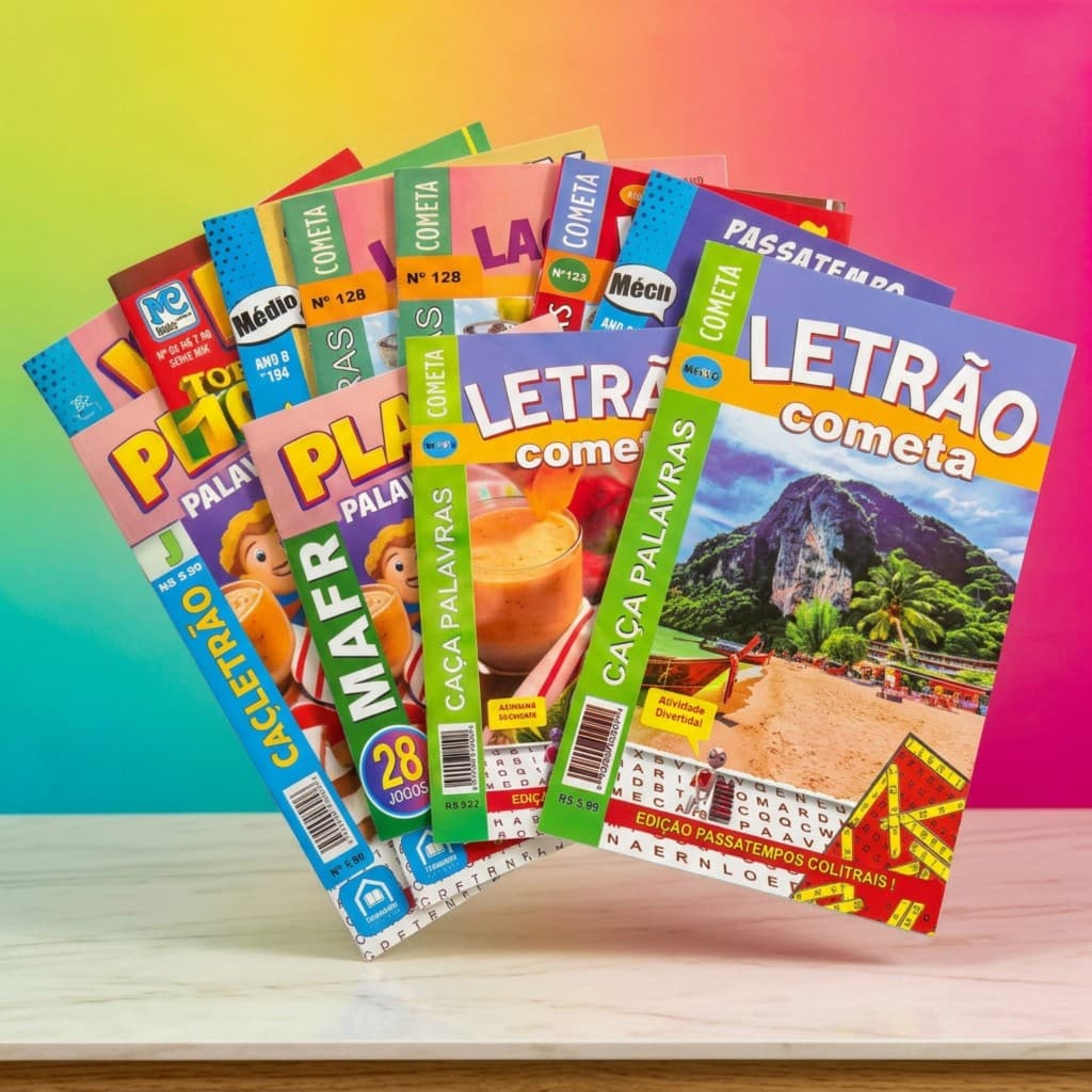 KIT 45 Revistas Passatempos Sortidos | Caça-Palavras, Cruzadas, Criptograma, Numerex e Numericx