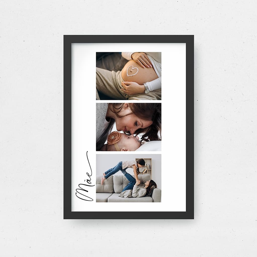 Quadro Mãe 3 Fotos Decoração Mãe Presente Dia das Mães