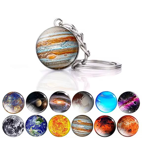 Chaveiros de planetas lua estrelas sol terra sistema solar astronomia presente universo interestelar