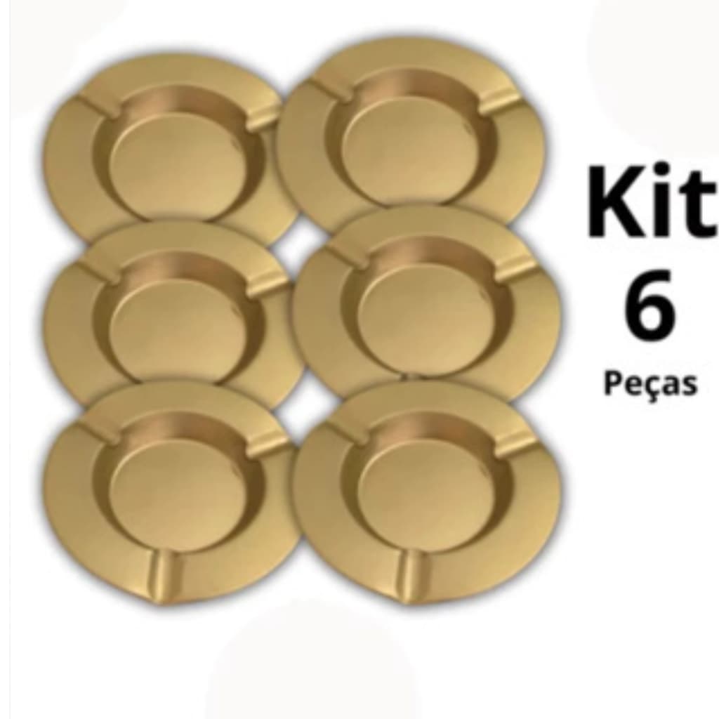 Kit 6 Cinzeiros Redondo Dourado Coletor de Resíduos Para Bares Lanchonetes Resistente Lavável envio imediato