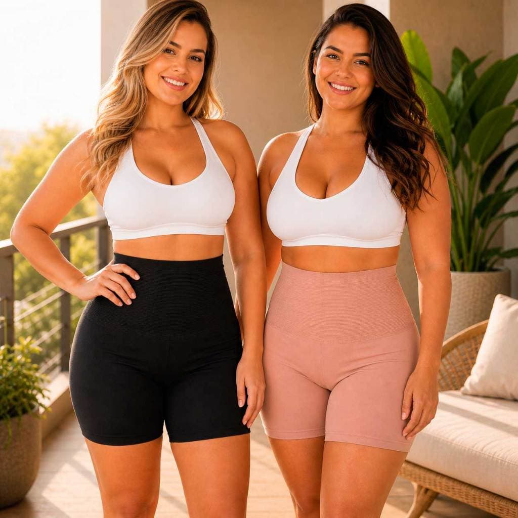 Kit 2 Cinta Modeladora Zero Barriga Redutor Cintura Short cós alto compressão segunda pele 36 ao 52