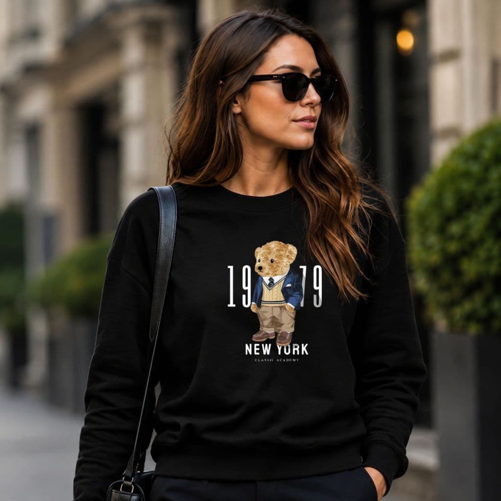 Blusa De Frio Feminina Moletom Urso Fofo Moletom 100% Algodão Macio Inverno