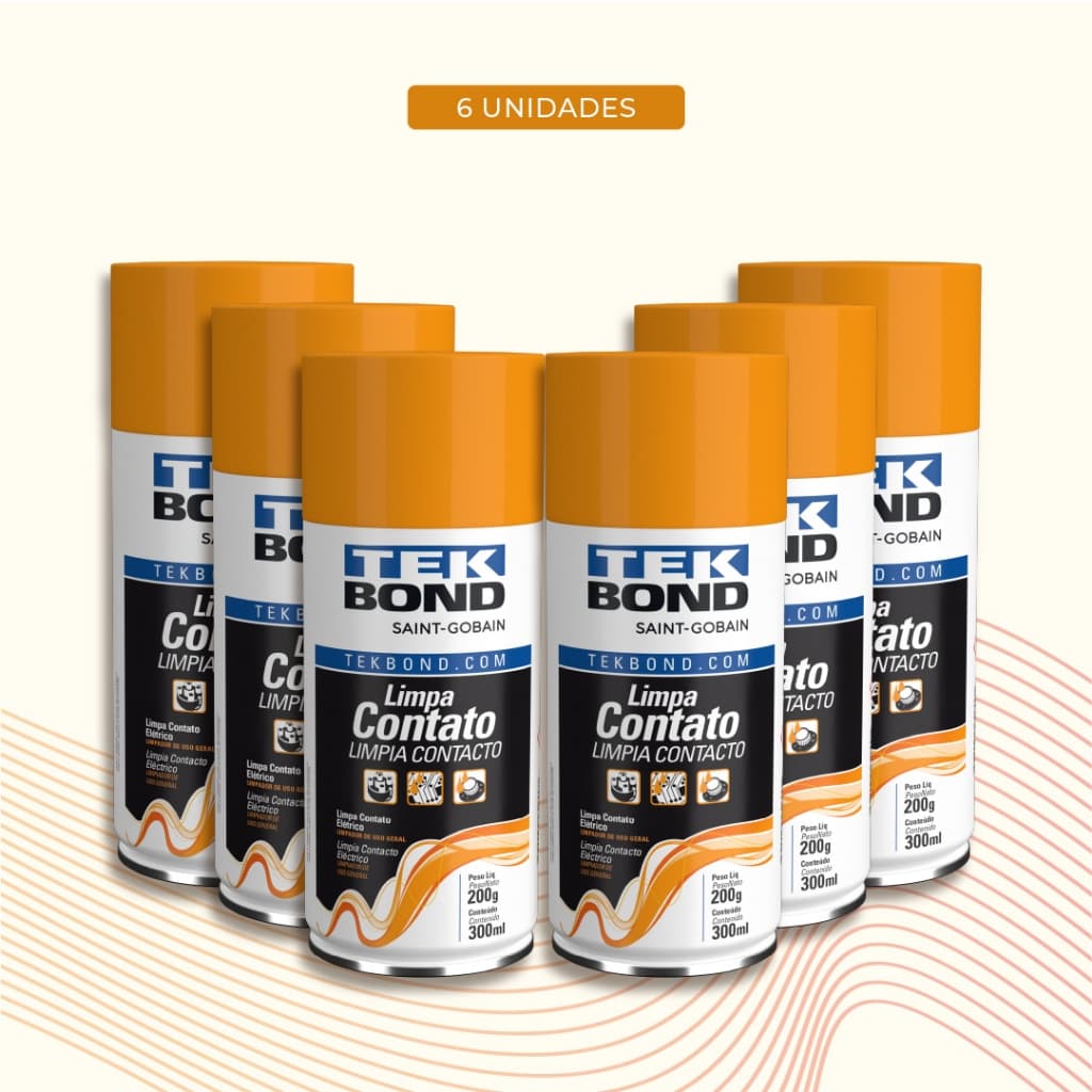 Kit 6 Limpa Contato Spray TekBond - Elétrica - Secagem Ultrarrápida - Anti Oxidação e Umidade 300ml