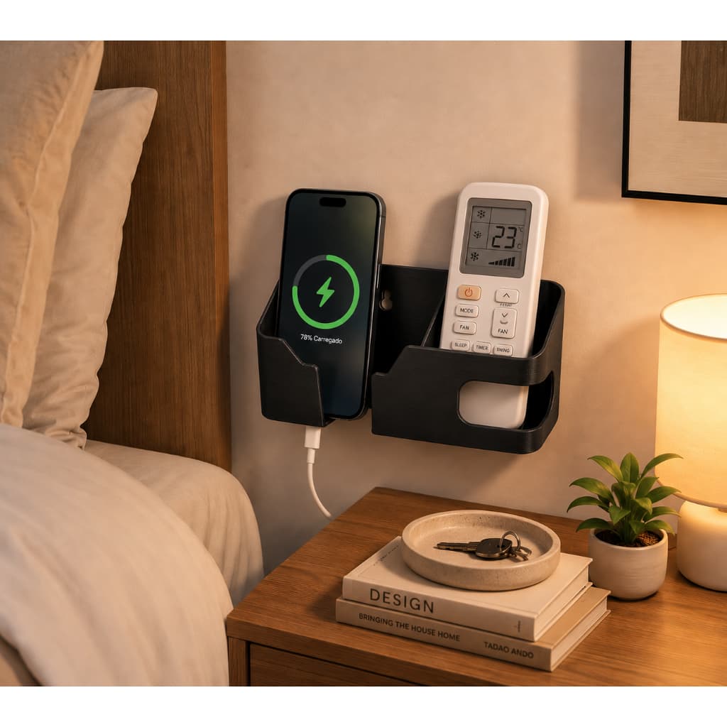 Suporte De Parede Porta Controle Remoto Ar Tv E Celular C3d