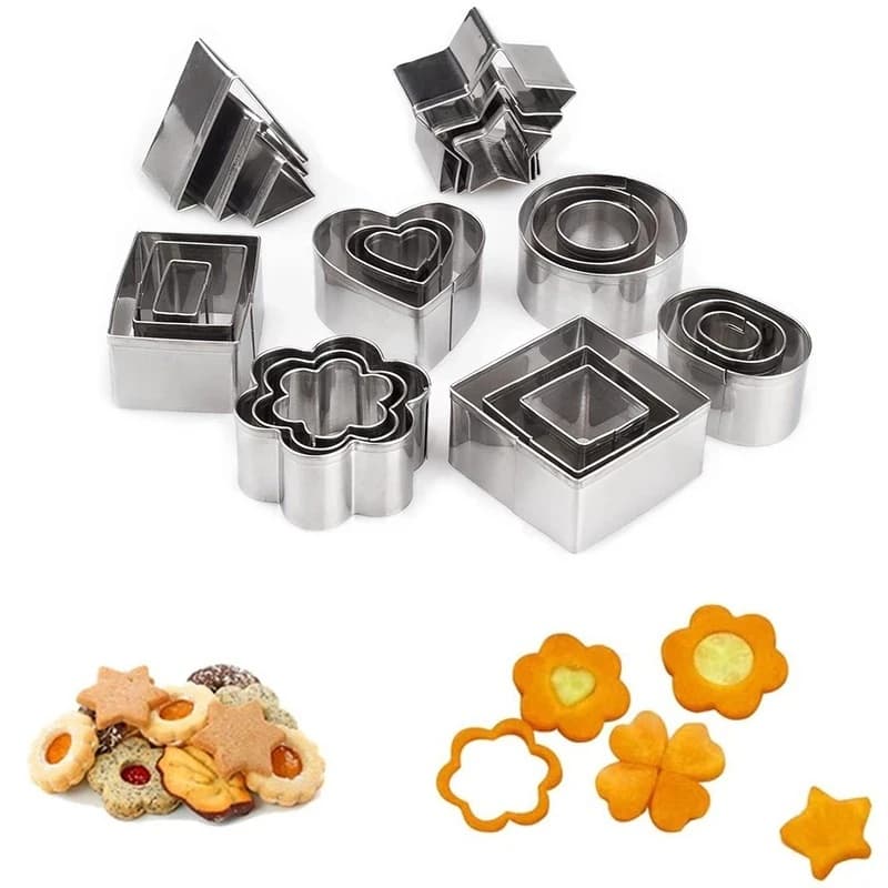 Kit Com 24 Mini Cortadores Massas Modelador Bolachas E Biscoitos