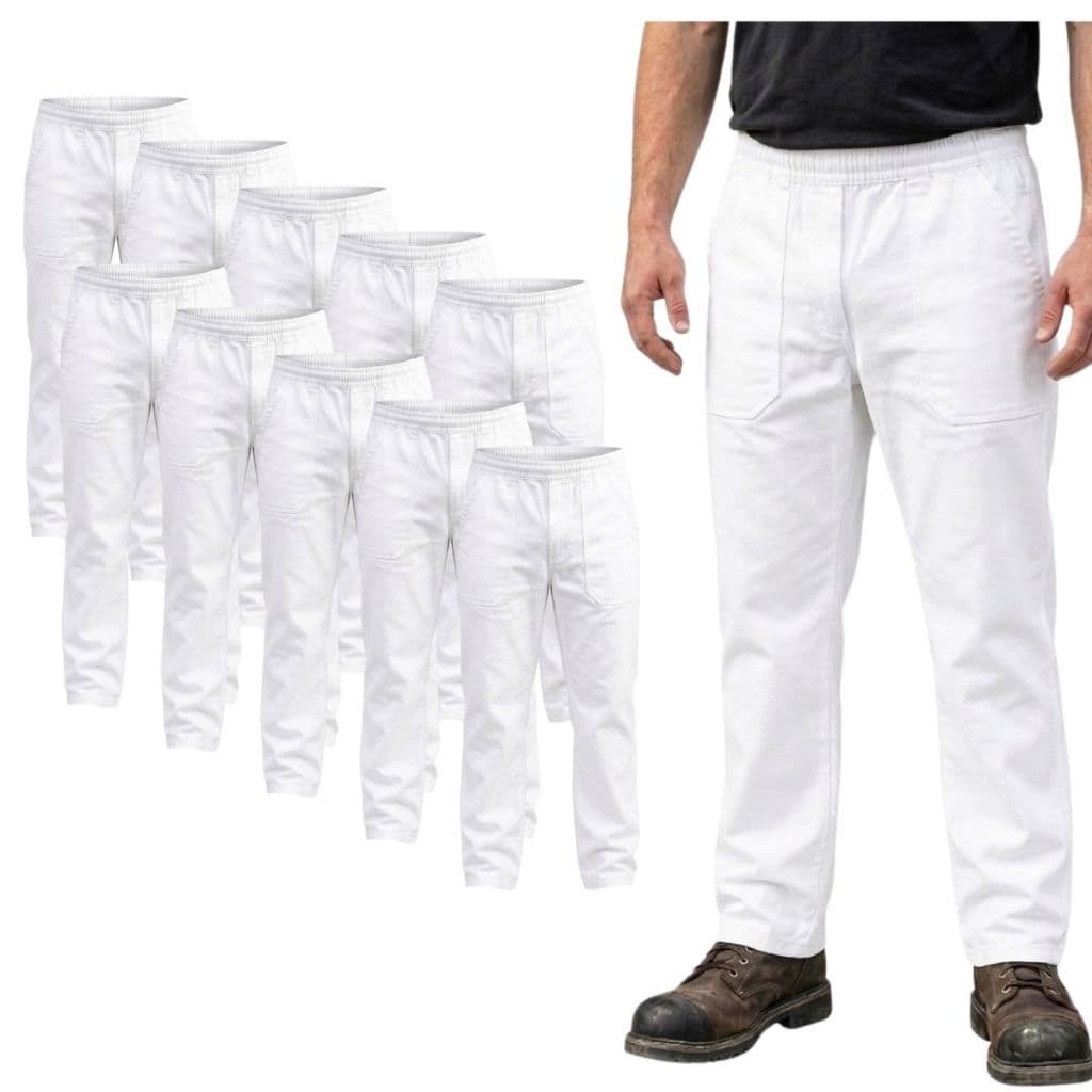 Kit 10 Calça Branca Brim Unissex Uniforme Profissional 100% Algodão Trabalho Pronta Entrega