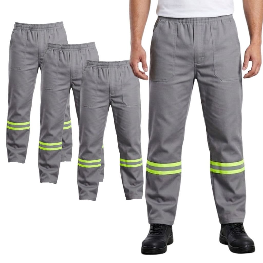 Kit 3 Calça Brim Uniforme Profissional Faixa Refletiva Operacional