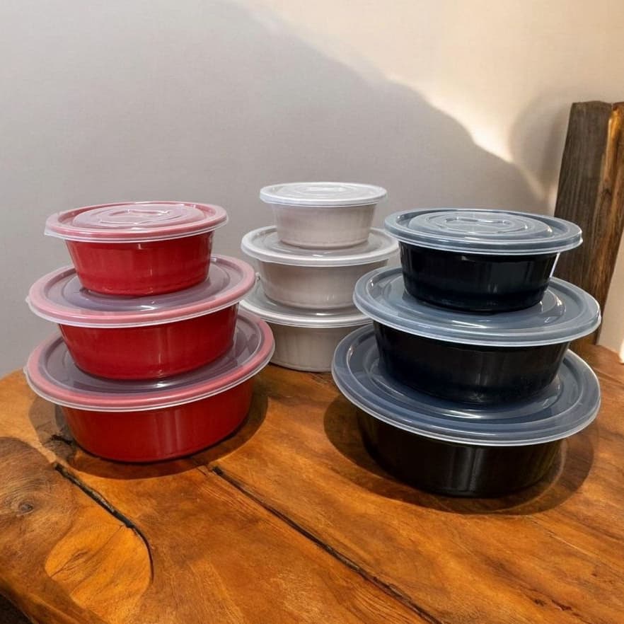 Kit com 3 Bacias para Cozinha com Tampa Reforçada Multiuso