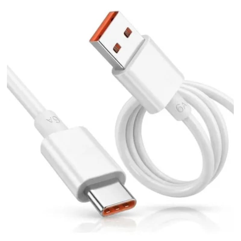 Cabo USB Tipo C Reforçado 6A Turbo Charge 1m Compatível Xiaomi Android iPhone Huawei Universal