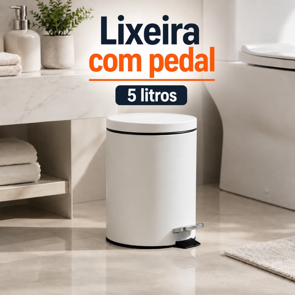 Lixeira com Pedal de 5 Litros para Banheiro Escritório