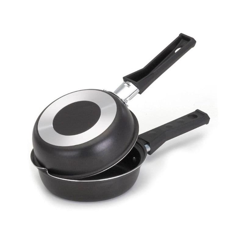 Frigideira Dupla Omeleteira Antiaderente 14cm Hamburgueira Não Gruda Teflon Preta/Vermelha